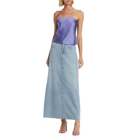 Reformation Spritz Silk Strapless Silk Top Size XL Purple - Picture 5 of 8